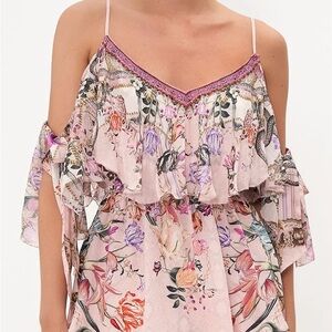 Camilla Ruffle Top With Tie Sleeve- Mad As A Snake